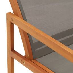 Berkfield Home Durable Garden Lounge Chair Grey Solid Eucalyptus Wood & Textilene - thumbnail 5