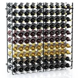 SPETLEK 100 Bottle Wine Rack 10 Tier Heavy Duty Metal Black Wall Anchored - thumbnail 7