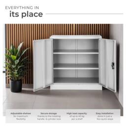 tectake Filing Cabinet in Grey - Size: 1 Pack - thumbnail 3