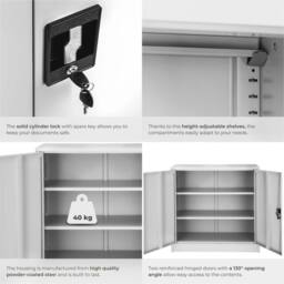 tectake Filing Cabinet in Grey - Size: 1 Pack - thumbnail 5