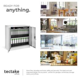 tectake Filing Cabinet in Grey - Size: 1 Pack - thumbnail 7