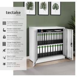 tectake Filing Cabinet in Grey - Size: 1 Pack - thumbnail 2