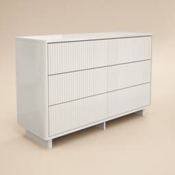 Solace+Co Velmor Ribbed Chest of 6 Drawers in White - thumbnail 5