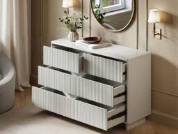 Solace+Co Velmor Ribbed Chest of 6 Drawers in White - thumbnail 3
