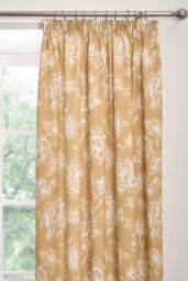 Dreams & Drapes 'Mishka' Fully Lined Pair of Pencil Pleat Curtains With Tie-Backs in Gold - Size: 168 cm width x 183 cm drop - thumbnail 2