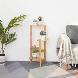 NESTLUNE Wood 3 Tier Bamboo Plant Stand Corner Plant in Natural - Size: 100 cm x 60 cm - thumbnail 6