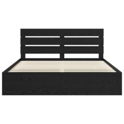Berkfield Home Bed Frame with Headboard Black 200 x 200 cm Solid Pine Wood - thumbnail 7
