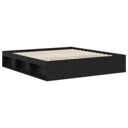 Berkfield Home Bed Frame with Headboard Black 200 x 200 cm Solid Pine Wood - thumbnail 5