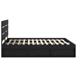 Berkfield Home Bed Frame with Headboard Black 200 x 200 cm Solid Pine Wood - thumbnail 8