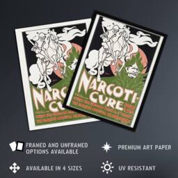 "Artery8 Will H Bradley Narcoticure Vintage Advert Wall Art Print in Green - Size: W12"" x H16""" - thumbnail 2