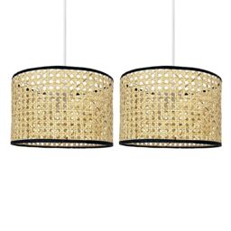 First Choice Lighting Set of 2 Kona - Natural Rattan 25 cm Easy Fit Pendant Shades - thumbnail 1