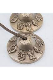 KDMD Brass Tibetan Tingsha Bells with Lucky Symbols 6cm Meditation in Bronze - thumbnail 5