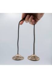 KDMD Brass Tibetan Tingsha Bells with Lucky Symbols 6cm Meditation in Bronze - thumbnail 4