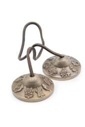 KDMD Brass Tibetan Tingsha Bells with Lucky Symbols 6cm Meditation in Bronze - thumbnail 2