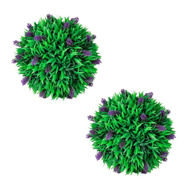 Berkfield Home Set of 2 Artificial Boxwood Ball with Lavender 30 cm in Green - image 1