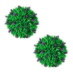 Berkfield Home Set of 2 Artificial Boxwood Ball with Lavender 30 cm in Green - thumbnail 1