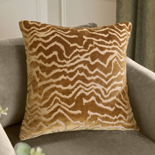 Paoletti Tierra Cut Velvet Abstract Cushion in Dark Brown - Size: 50 cm x 50 cm - image 1