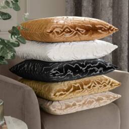 Paoletti Tierra Cut Velvet Abstract Cushion in Dark Brown - Size: 50 cm x 50 cm - thumbnail 5