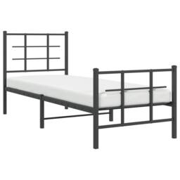 Berkfield Home Metal Bed Frame without Mattress with Footboard Black 75x190cm - Size: 75x190 cm - thumbnail 4