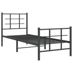Berkfield Home Metal Bed Frame without Mattress with Footboard Black 75x190cm - Size: 75x190 cm - thumbnail 1