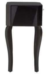 Orsina Sleek 1 Drawer Side Table, Black Mirrored Modern Side Table For Livingroom, Glass Finished Bedside Table - thumbnail 3