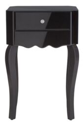 Orsina Sleek 1 Drawer Side Table, Black Mirrored Modern Side Table For Livingroom, Glass Finished Bedside Table - thumbnail 1