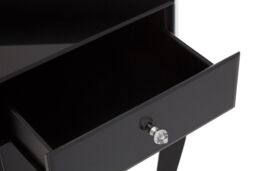 Orsina Sleek 1 Drawer Side Table, Black Mirrored Modern Side Table For Livingroom, Glass Finished Bedside Table - thumbnail 6