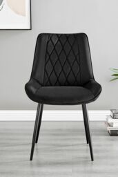 FurnitureboxUK Set of 2 Pesaro Luxury Velvet Dining Chairs With Diamond Stitched Back & Black Metal Legs - thumbnail 2