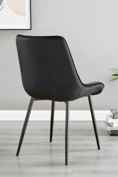 FurnitureboxUK Set of 2 Pesaro Luxury Velvet Dining Chairs With Diamond Stitched Back & Black Metal Legs - thumbnail 3