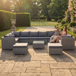 Artemis Home Oliena 12 Seat Modular Rattan Large U-Shape Garden Furniture in Grey - thumbnail 2