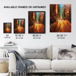 "Artery8 New York City Night Cityscape Abstract Painting Wall Art Print in Brown - Size: W24"" x H32""" - thumbnail 3