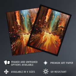 "Artery8 New York City Night Cityscape Abstract Painting Wall Art Print in Brown - Size: W24"" x H32""" - thumbnail 2