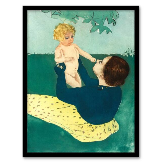 Artery8 Mary Cassatt Framed Wall Art Print Under the Horse Chestnut Tree in Green - Size: A3 - image 1