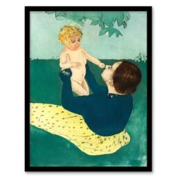 Artery8 Mary Cassatt Framed Wall Art Print Under the Horse Chestnut Tree in Green - Size: A3 - thumbnail 1