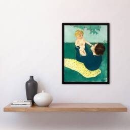 Artery8 Mary Cassatt Framed Wall Art Print Under the Horse Chestnut Tree in Green - Size: A3 - thumbnail 2
