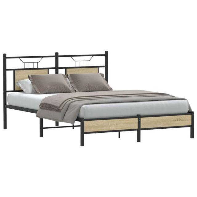 Berkfield Home Decorative Bed Frame without Mattress Sonoma Oak 140x190 cm Engin in Brown - image 1