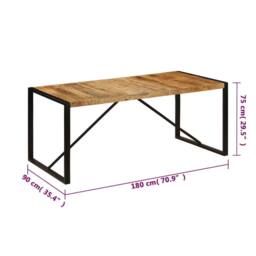 Berkfield Home Dense Dining Table 180x90x75 cm Solid Mango Wood in Brown - Size: 180 x 90 x 75 cm - thumbnail 6