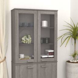 Berkfield Home Top for Highboard HAMAR Light Grey 85x35x100cm Solid Wood Pine - Size: 85 x 35 x 100 cm - thumbnail 2