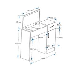 Destina Home Agnes Dressing Table with Mirror, Shelves & Drawer - 74.2 cm Wide in Light Beige - Size: 1 Pack - thumbnail 6
