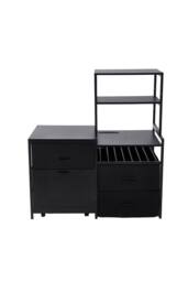 Living and Home Black Mini Fridge Stand with Wine Rack and Power Socket - thumbnail 3