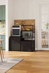 Living and Home Black Mini Fridge Stand with Wine Rack and Power Socket - thumbnail 2