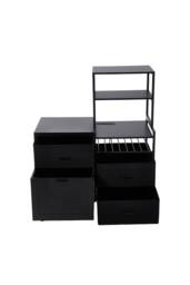 Living and Home Black Mini Fridge Stand with Wine Rack and Power Socket - thumbnail 4