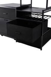 Living and Home Black Mini Fridge Stand with Wine Rack and Power Socket - thumbnail 9
