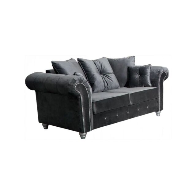 Snugg Furniture UK Limited Raven Plush 2 Seater sofa Button Arms in Grey - image 1