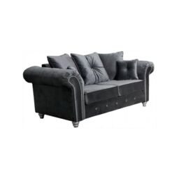 Snugg Furniture UK Limited Raven Plush 2 Seater sofa Button Arms in Grey - thumbnail 1