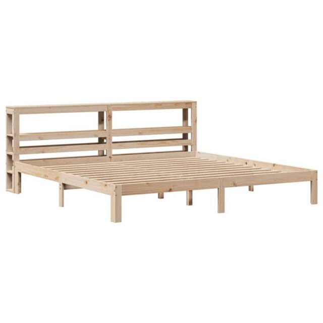 Berkfield Home Beautiful Bed Frame with Headboard without Mattress 200x200 cm in Natural - image 1