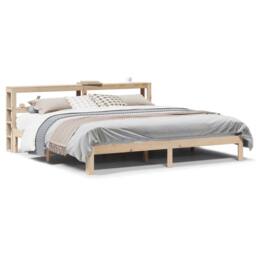 Berkfield Home Beautiful Bed Frame with Headboard without Mattress 200x200 cm in Natural - thumbnail 3