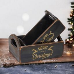"Minster ""Merry Christmas"" - Crates (Set of 2) - Wood - Black - Size: 1 Pack" - thumbnail 2