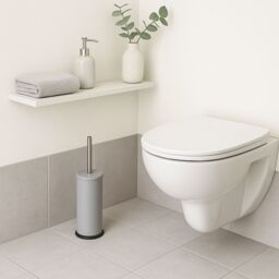 Harbour Housewares Round Toilet Brush & Holder - Cleaning Brush Set with Non Slip Base in Grey - thumbnail 6