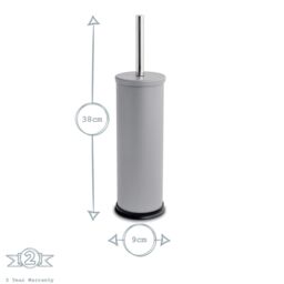 Harbour Housewares Round Toilet Brush & Holder - Cleaning Brush Set with Non Slip Base in Grey - thumbnail 2